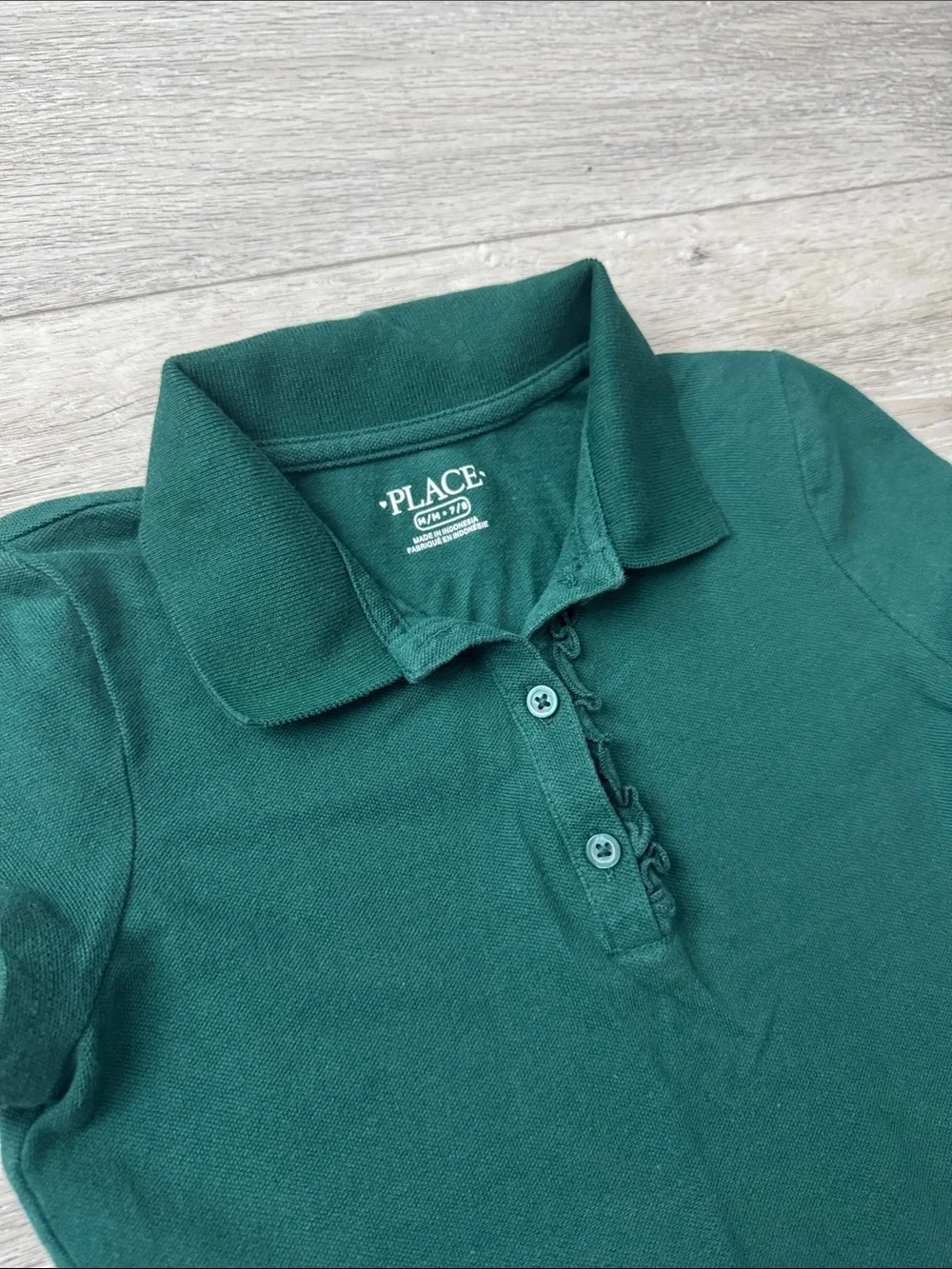 EUC The Children's Place Forest Green Polo Uniform Skater Dress Size M (7/8)